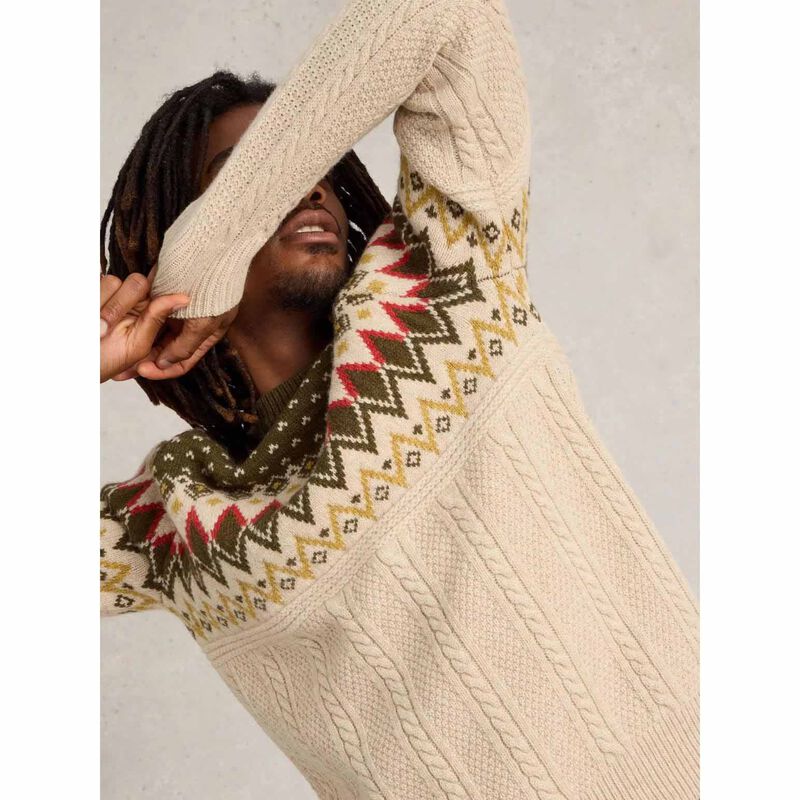 White Stuff Cable Fairisle Crew Neck image number 2